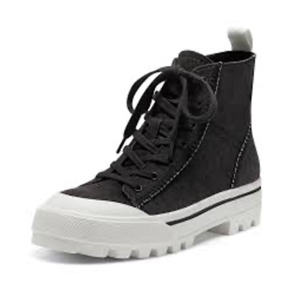 Lucky Brand Eisley Black Canvas High Top Platform Combat Boots Sneakers Sz 8M